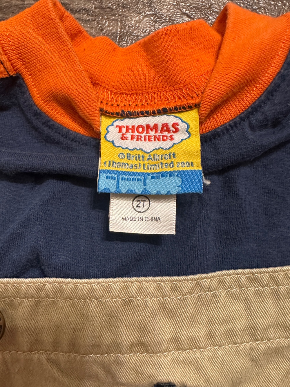 Vintage Y2K Thomas & Friends Toddler Overalls Set Orange Blue Khaki Size 2T - Picture 7 of 12